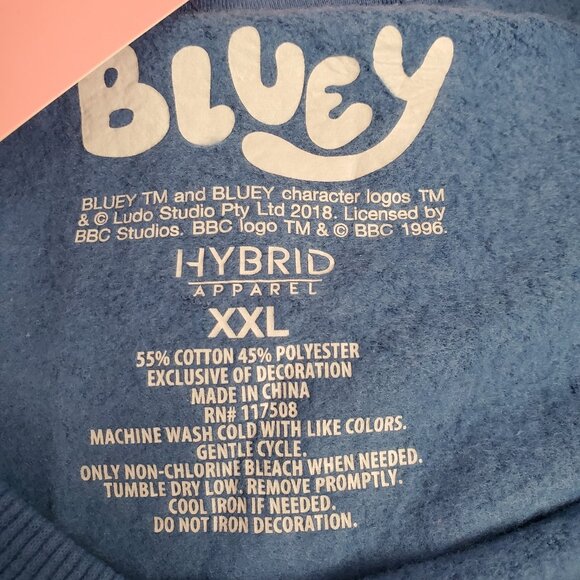Bluey Embroidered Blue Graphic Sweatshirt NWT Size 2XL XXL - Picture 5 of 5